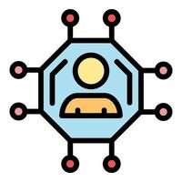 Man on a chip icon color outline vector