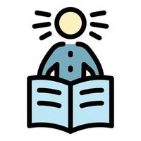 Person is reading a newspaper icon color outline vector