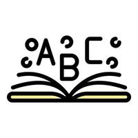 Open book abc icon color outline vector