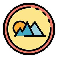 Mountains in a circle icon color outline vector
