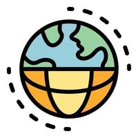 Planet globe icon color outline vector