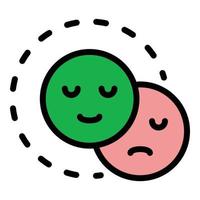 Happy and sad smile icon color outline vector