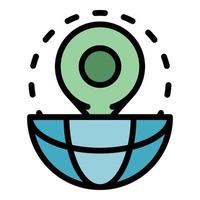 Globe mark icon color outline vector