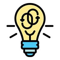 Refresh signs in a bulb icon color outline vector