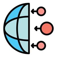 Three circles point half globe icon color outline vector