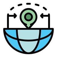 Point and half globe icon color outline vector