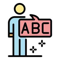 el hombre dice vector de contorno de color de icono abc