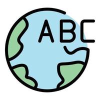 Earth abc icon color outline vector