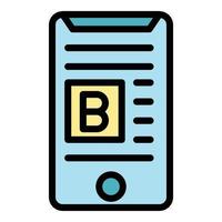 Smartphone and letter B icon color outline vector