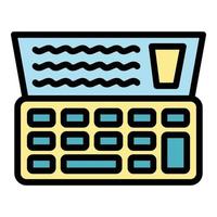 Cash register check icon color outline vector