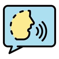 Talking face in chat bubble. icon color outline vector