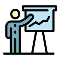 Man and flipchart icon color outline vector