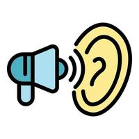 Megaphone and ear icon color outline vector