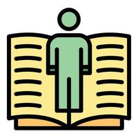 Teacher and open book icon color outline vector