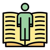 Teacher and open book icon color outline vector