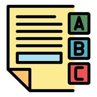 Examination sheet icon color outline vector