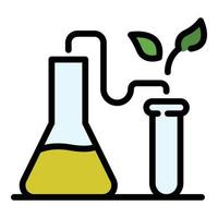 Flask and test tube icon color outline vector