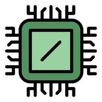 Think cpu icon color outline vector