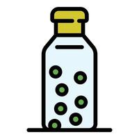 Glass bottle with pills icon color outline vector