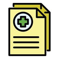 Medical documents icon color outline vector