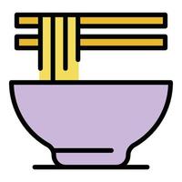 Asian ramen icon color outline vector