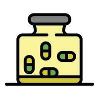 Large bottle with pills icon color outline vector