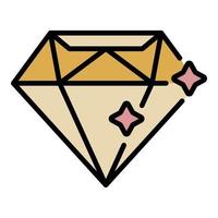 Diamond stone icon color outline vector