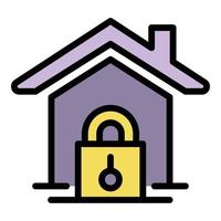 House and padlock icon color outline vector