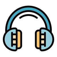 Construction headphones icon color outline vector