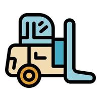 Construction forklift icon color outline vector