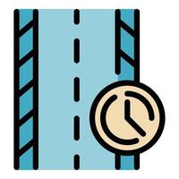 Highway timer icon color outline vector