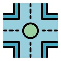 vector de contorno de color de icono de intersección de carretera