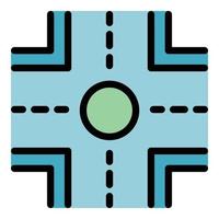 Highway intersection icon color outline vector