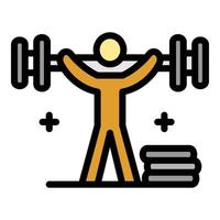 Man lift up dumbbell icon color outline vector