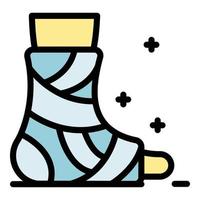 Plaster leg icon color outline vector