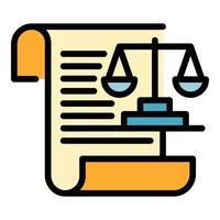 Justice paper balance icon color outline vector