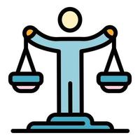 Justice man balance icon color outline vector