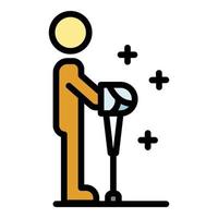 Man take crutch icon color outline vector