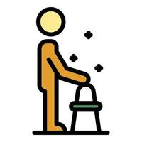 Man use walker icon color outline vector