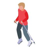 icono de patines, estilo isométrico vector