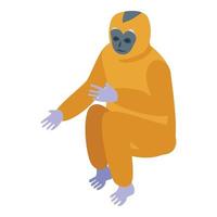Forest gibbon icon, isometric style vector