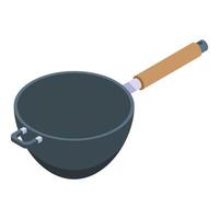 Stir wok pan icon, isometric style vector