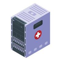 Medical computer server icon, isometric style vector