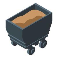 Mine wagon icon, isometric style vector