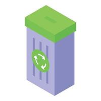 icono de papelera de reciclaje, estilo isométrico vector