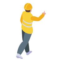 Tunnel worker icon, isometric style vector