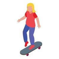 Practice skateboarding icon, isometric style vector