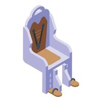 Basket child seat bike icon, isometric style vector