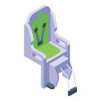 Character child seat bike icon, isometric style vector