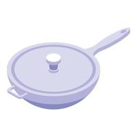 Chinese wok pan icon, isometric style vector